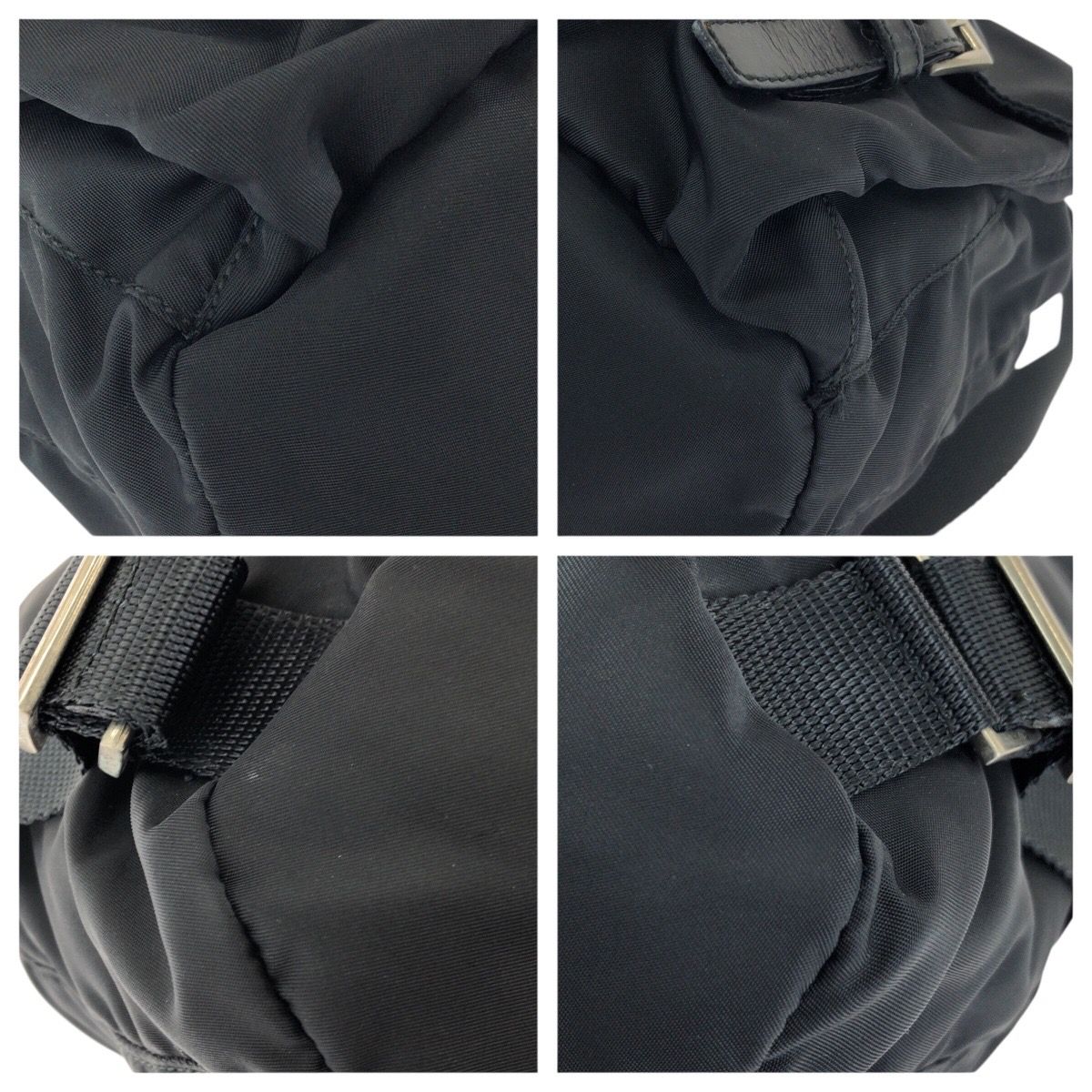 Prada Tessuto Black Silver Nylon Leather Backpack — view 3