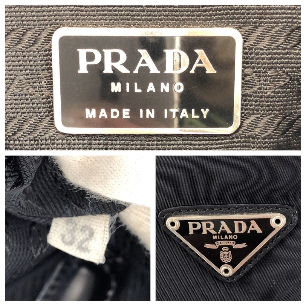 Prada Tessuto Black Silver Nylon Leather Backpack — view 4