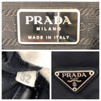 Prada Tessuto Black Silver Nylon Leather Backpack — view 4