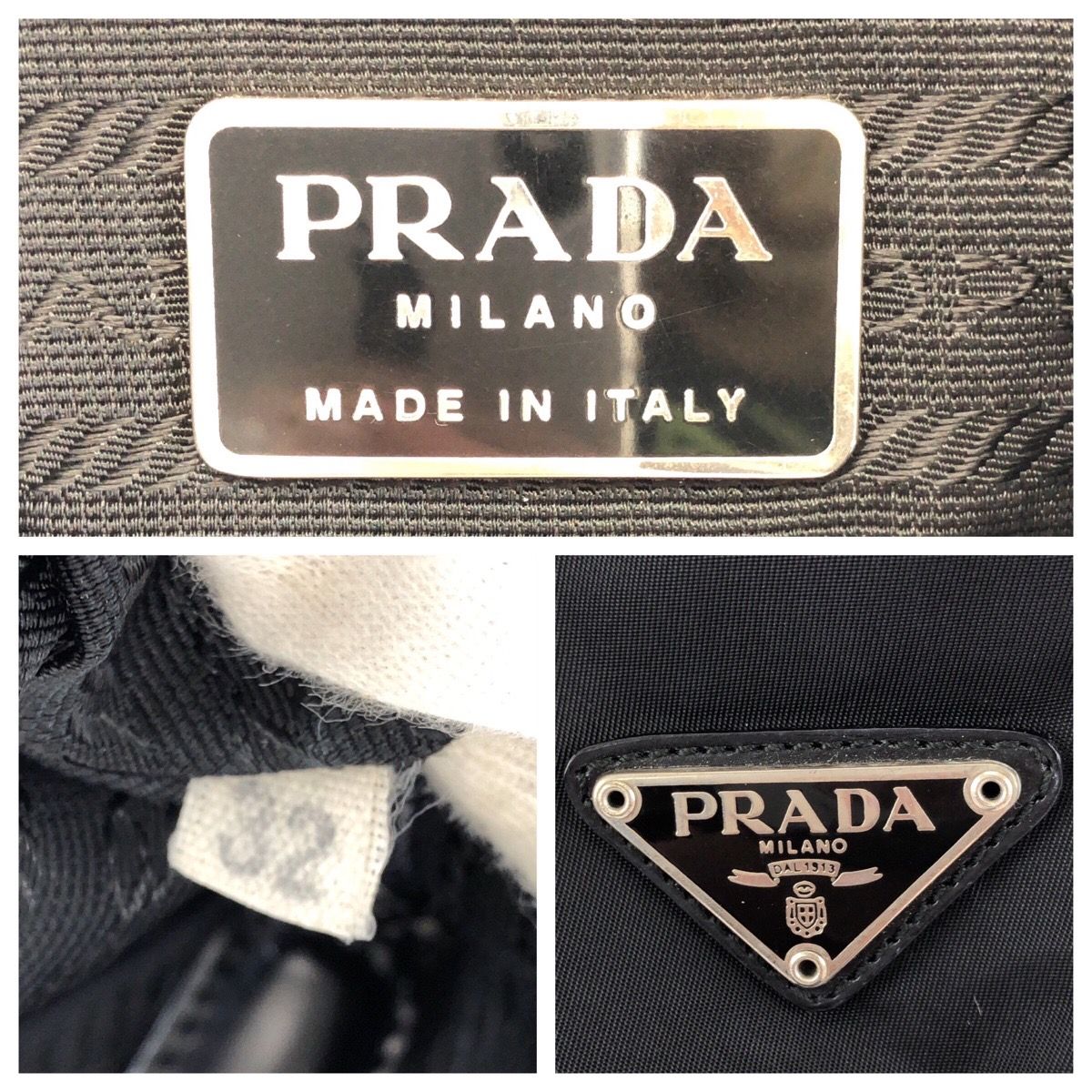 Prada Tessuto Black Silver Nylon Leather Backpack — view 4