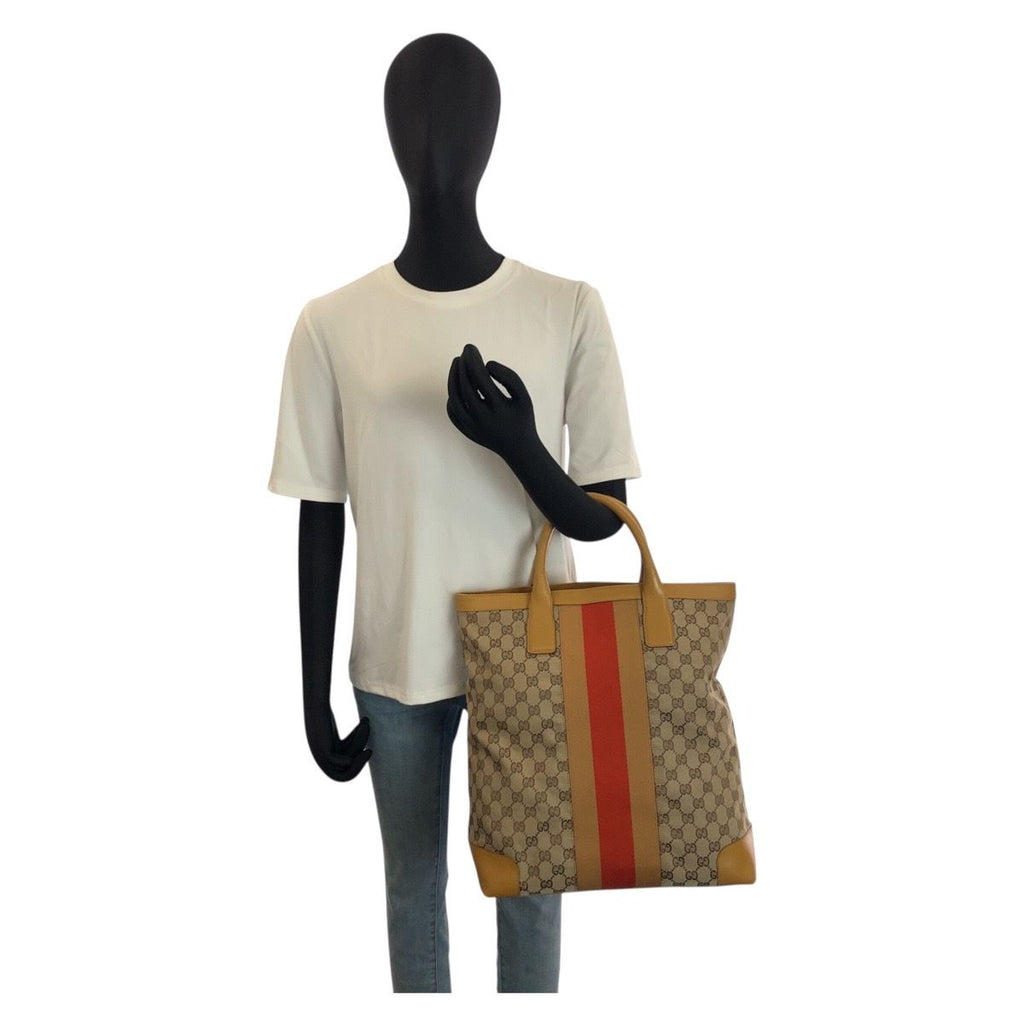 Gucci Sherry Line Beige GG Canvas Leather Tote — view 7