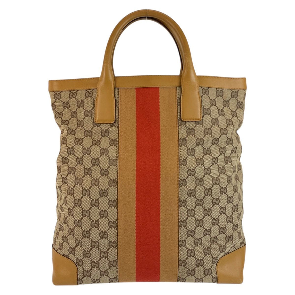 Gucci Sherry Line Beige GG Canvas Leather Tote