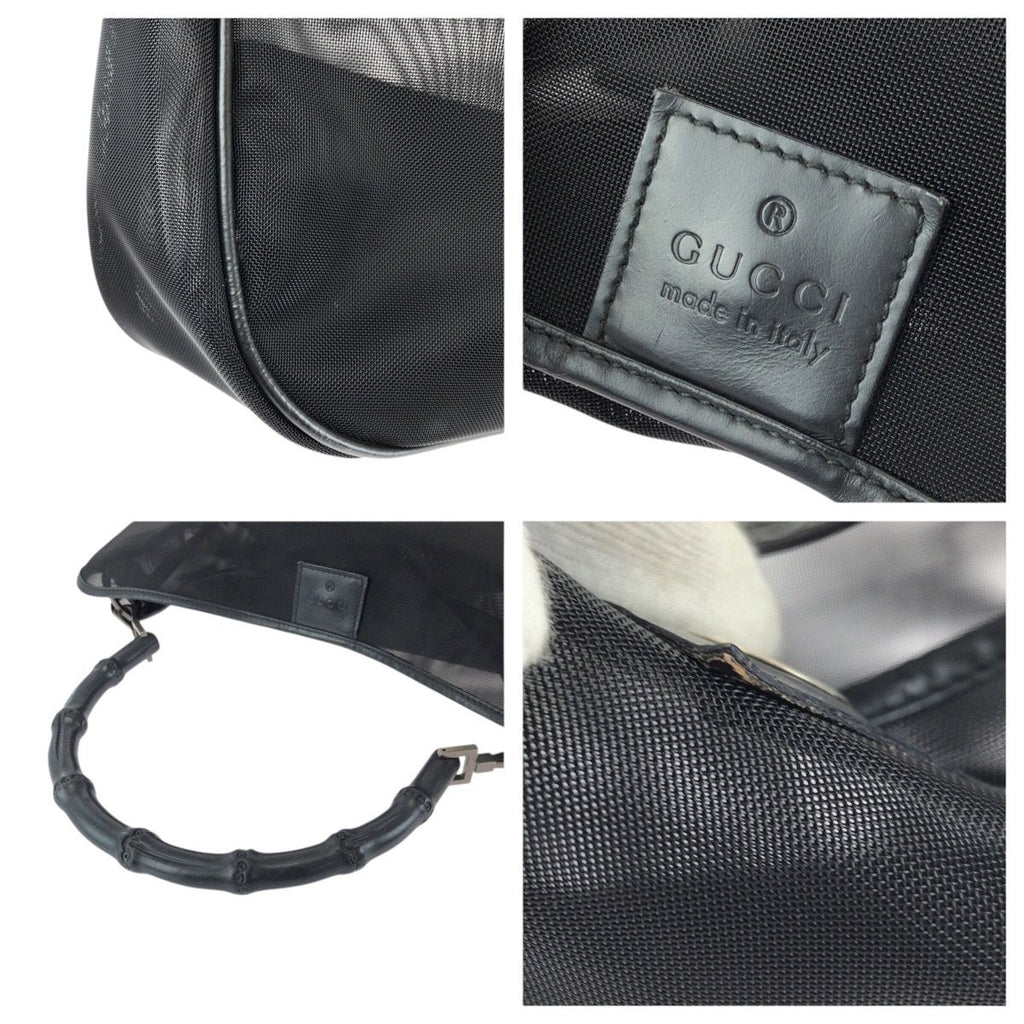 Gucci Bamboo Black Gunmetal Nylon Leather 001 Tote Shoulder — view 5