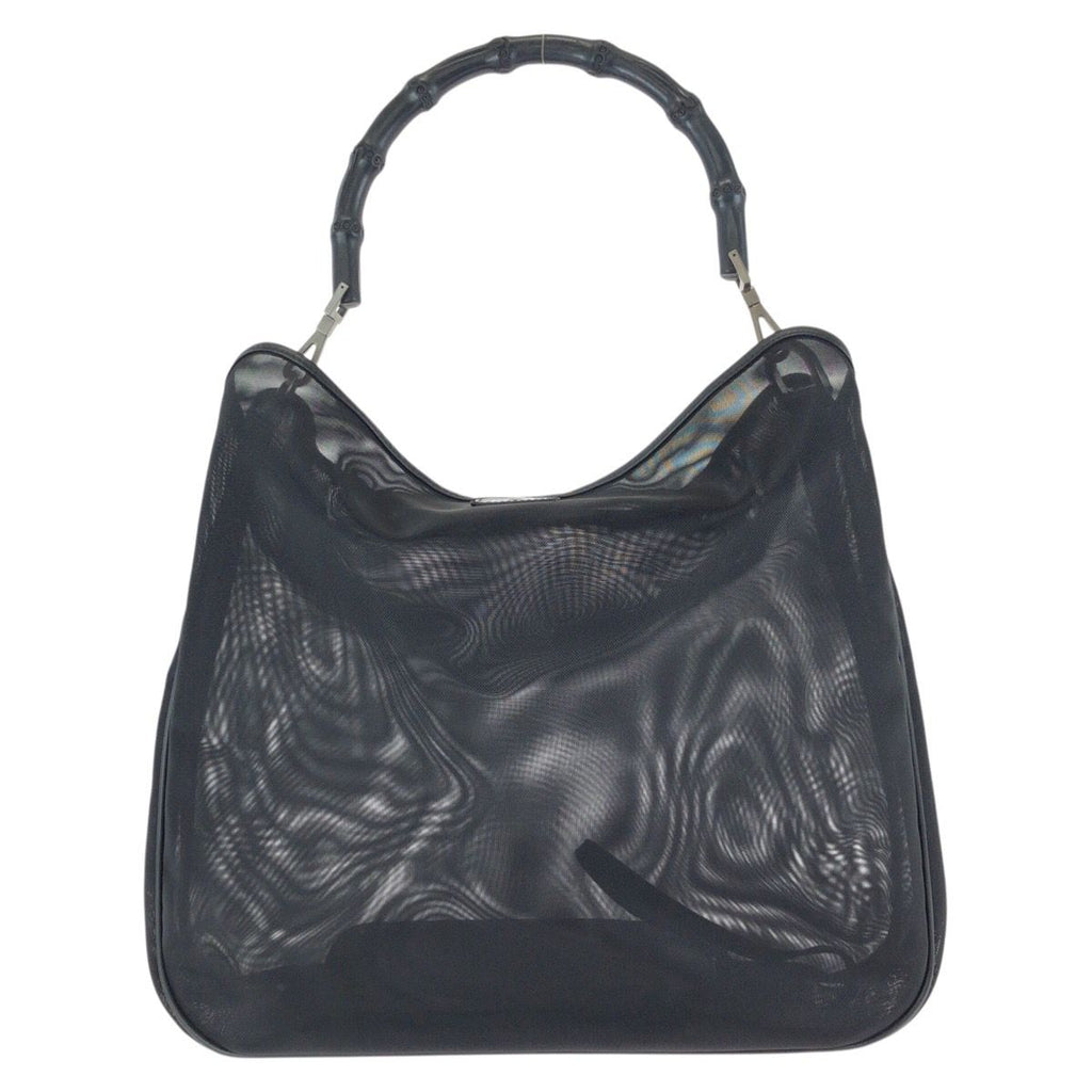 Gucci Bamboo Black Gunmetal Nylon Leather 001 Tote Shoulder — view 2
