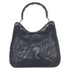 Gucci Bamboo Black Gunmetal Nylon Leather 001 Tote Shoulder — view 2