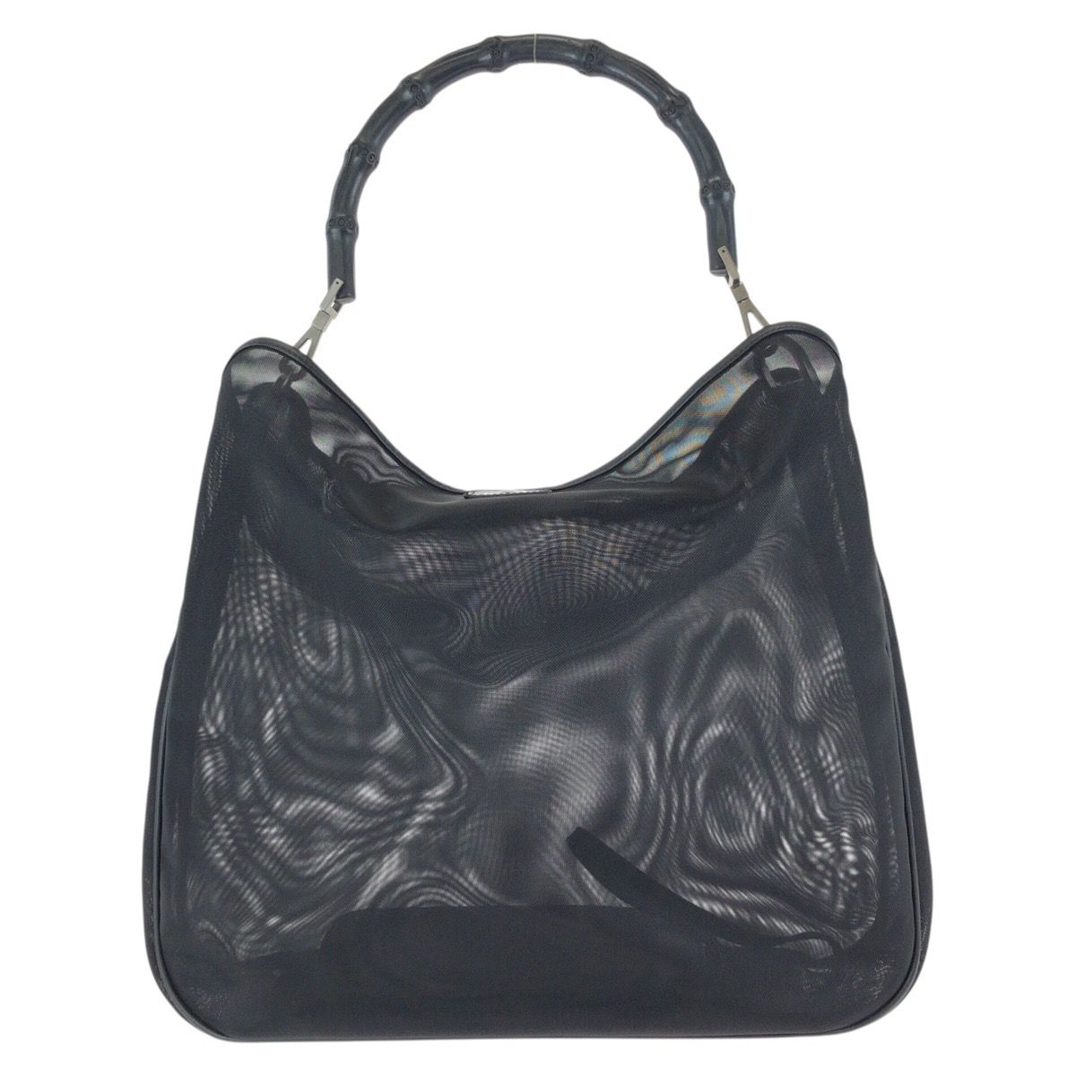 Gucci Bamboo Black Gunmetal Nylon Leather 001 Tote Shoulder — view 2