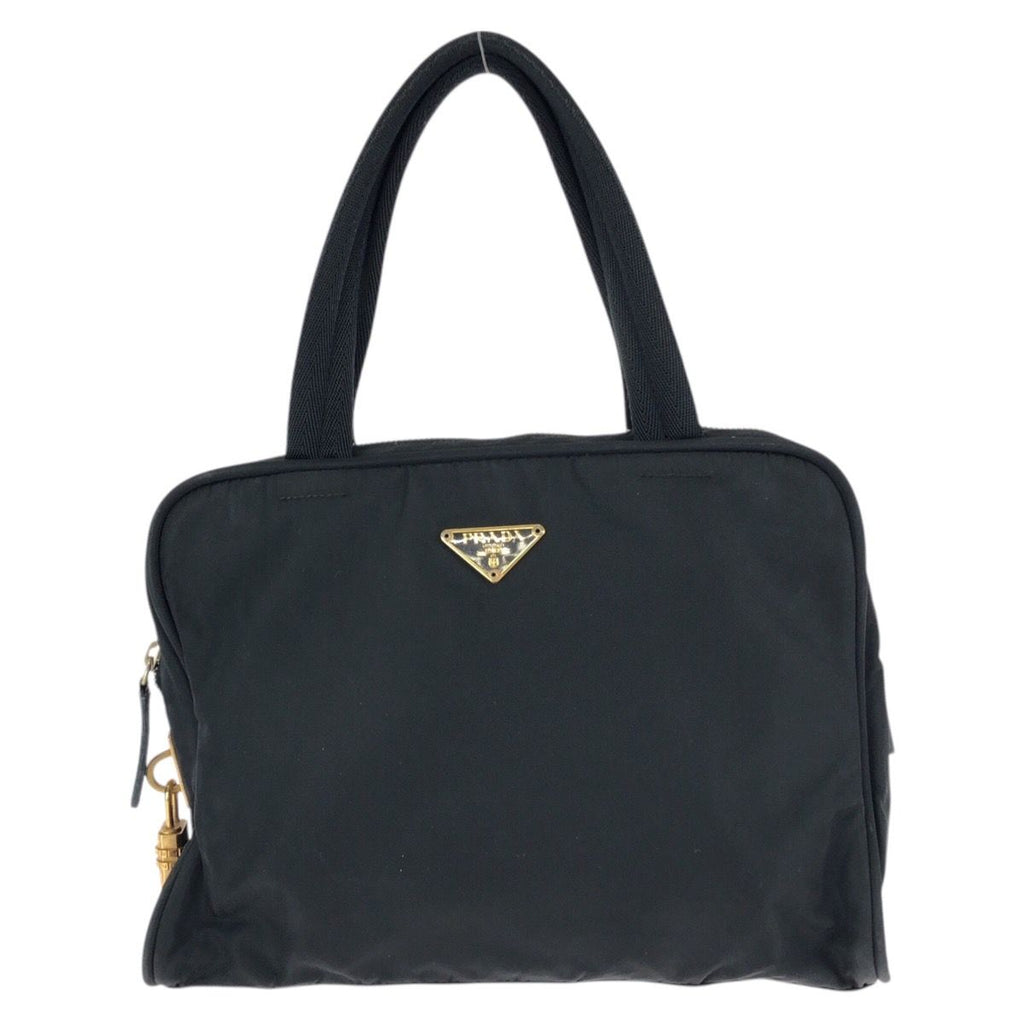 Prada Tessuto Black Gold Nylon Leather Tote