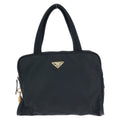 Prada Tessuto Black Gold Nylon Leather Tote
