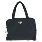 Prada Tessuto Black Gold Nylon Leather Tote