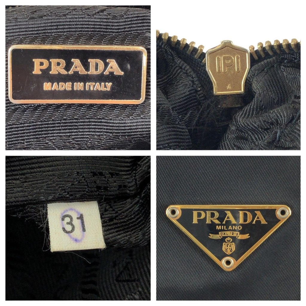 Prada Tessuto Black Gold Nylon Leather Tote — view 4