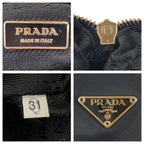 Prada Tessuto Black Gold Nylon Leather Tote — view 4