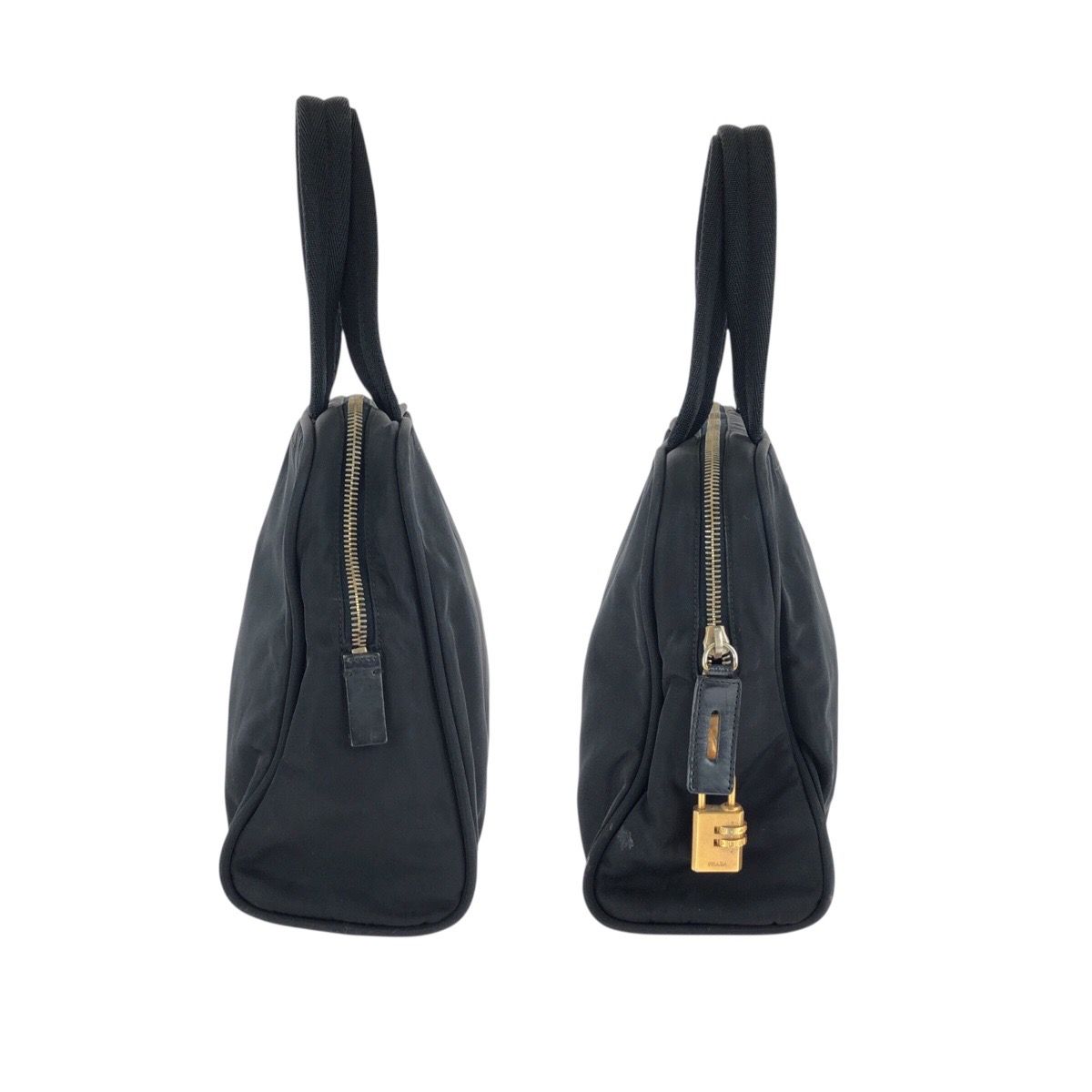 Prada Tessuto Black Gold Nylon Leather Tote — view 8