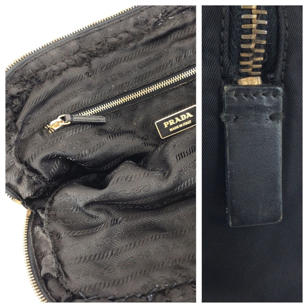 Prada Tessuto Black Gold Nylon Leather Tote — view 5