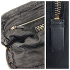 Prada Tessuto Black Gold Nylon Leather Tote — view 5