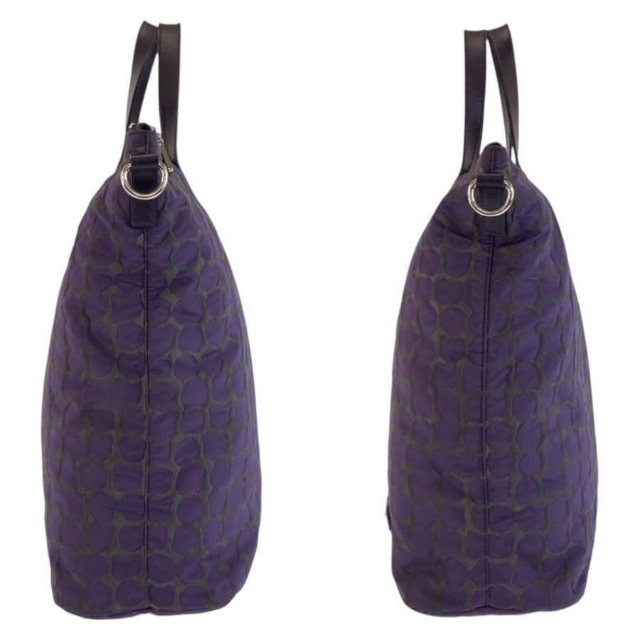 Prada Purple Silver Nylon Leather Tote Shoulder Bag
