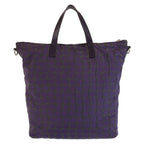 Prada Purple Silver Nylon Leather Tote Shoulder Bag