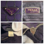 Prada Purple Silver Nylon Leather Tote Shoulder Bag