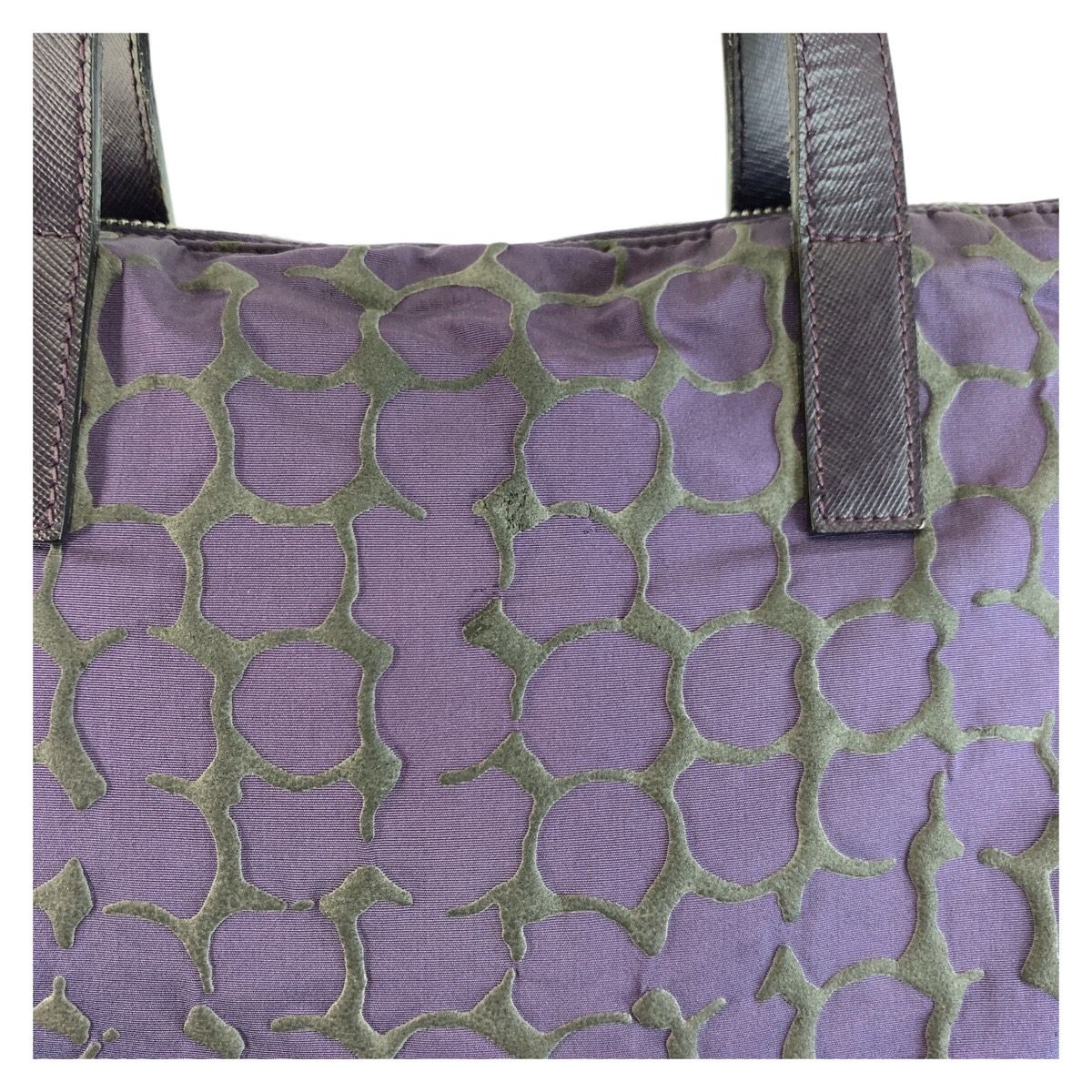 Prada Purple Silver Nylon Leather Tote Shoulder Bag
