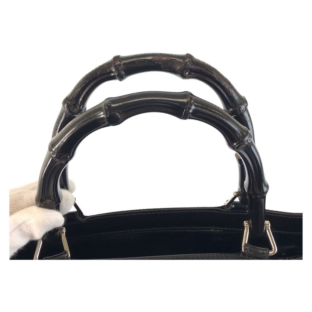 Gucci Bamboo Black Silver Nylon 002 Tote Shoulder — view 8
