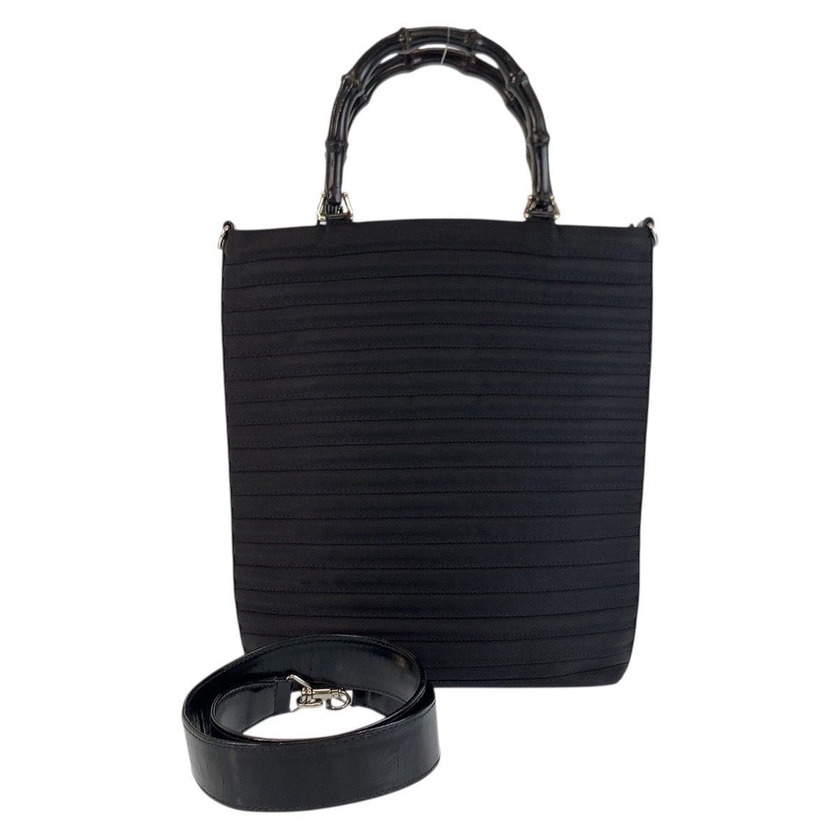 Gucci Bamboo Black Silver Nylon 002 Tote Shoulder