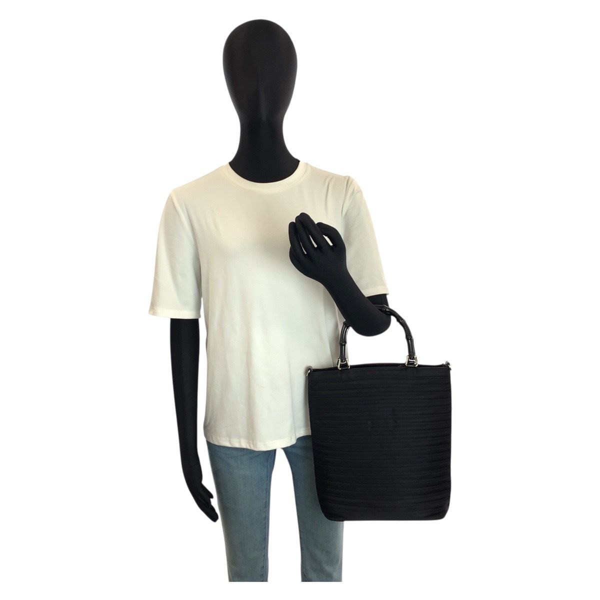 Gucci Bamboo Black Silver Nylon 002 Tote Shoulder — view 6