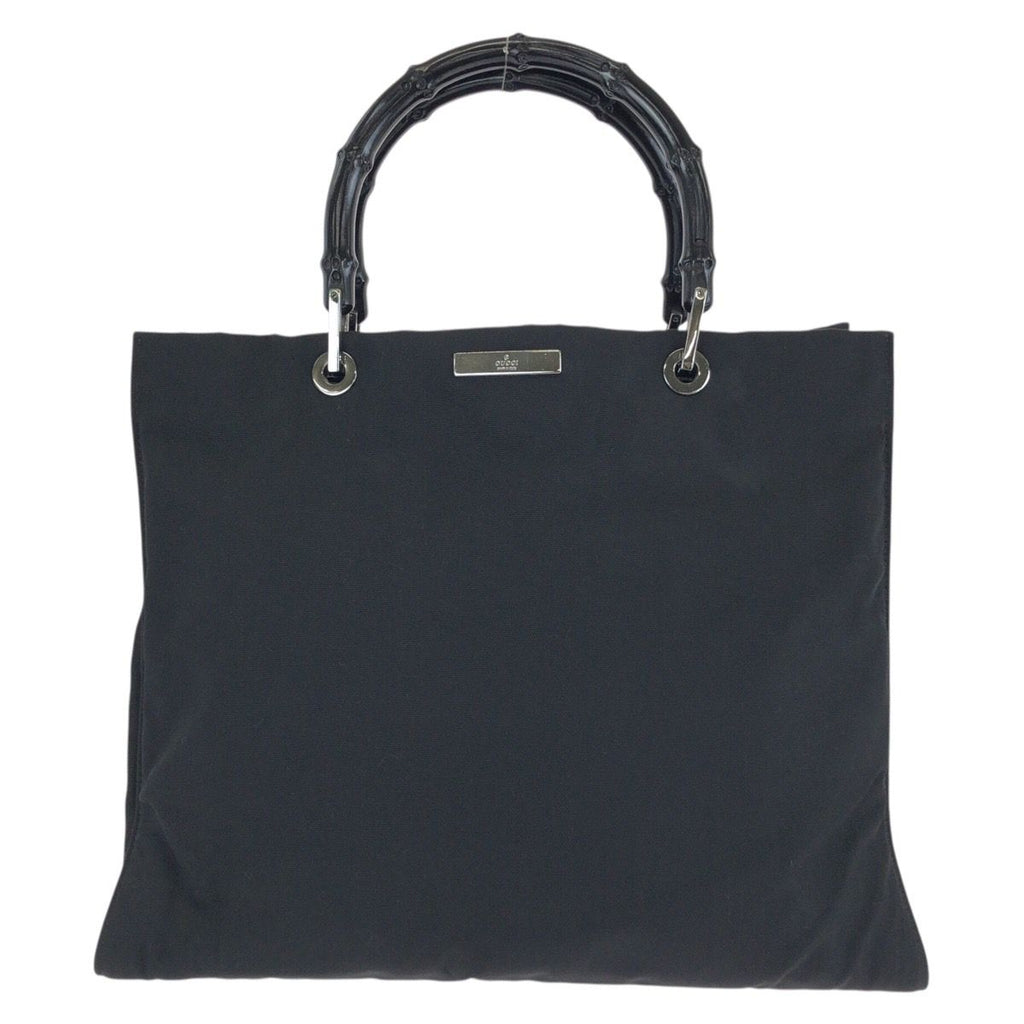Gucci Bamboo Black Silver Nylon 002 Tote