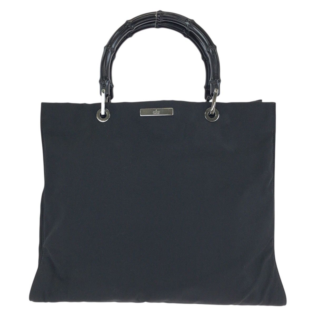 Gucci Bamboo Black Silver Nylon 002 Tote