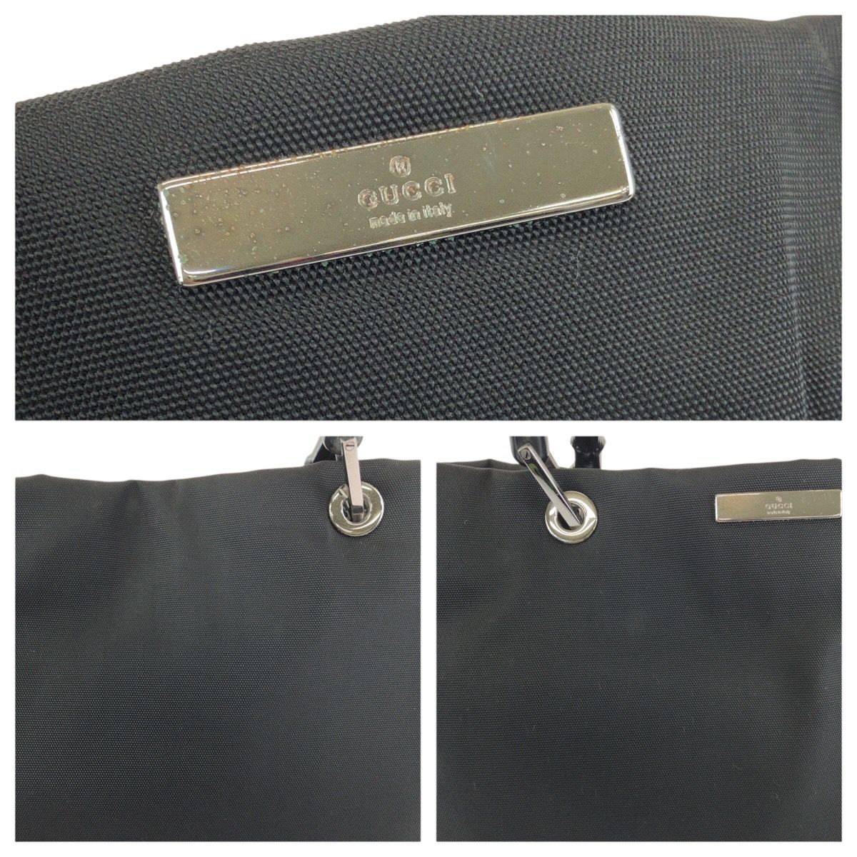 Gucci Bamboo Black Silver Nylon 002 Tote — view 6