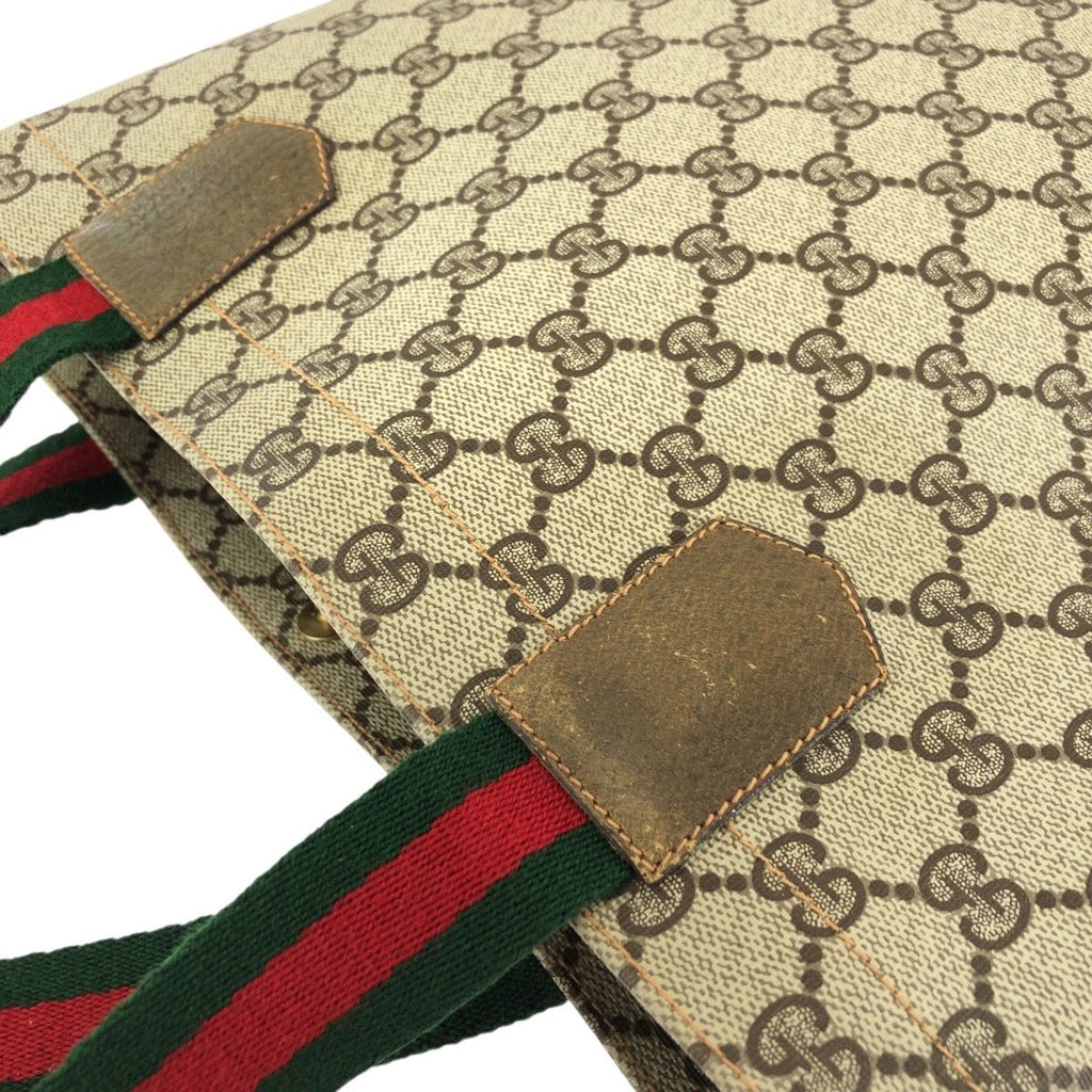Gucci Vintage Sherry Line Beige Brown GG Supreme Canvas Tote — view 5