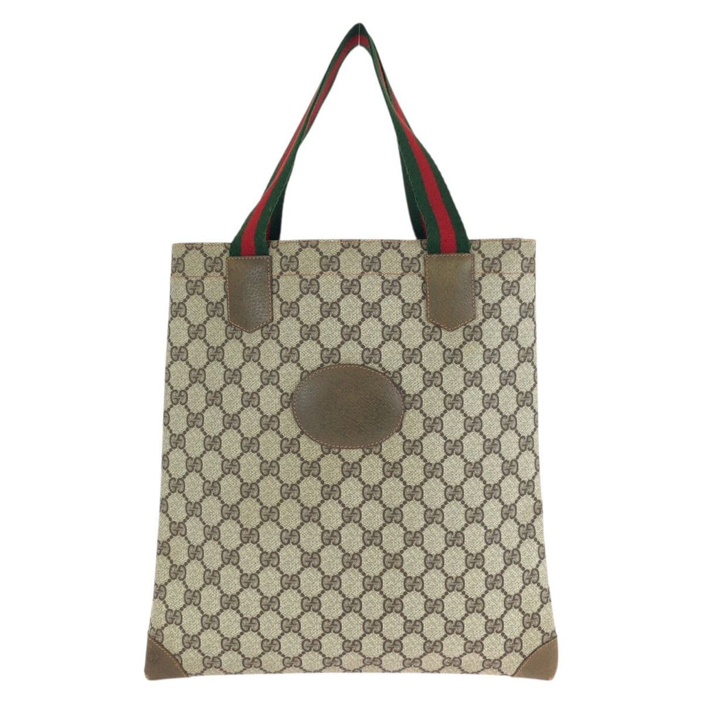 Gucci Vintage Sherry Line Beige Brown GG Supreme Canvas Tote