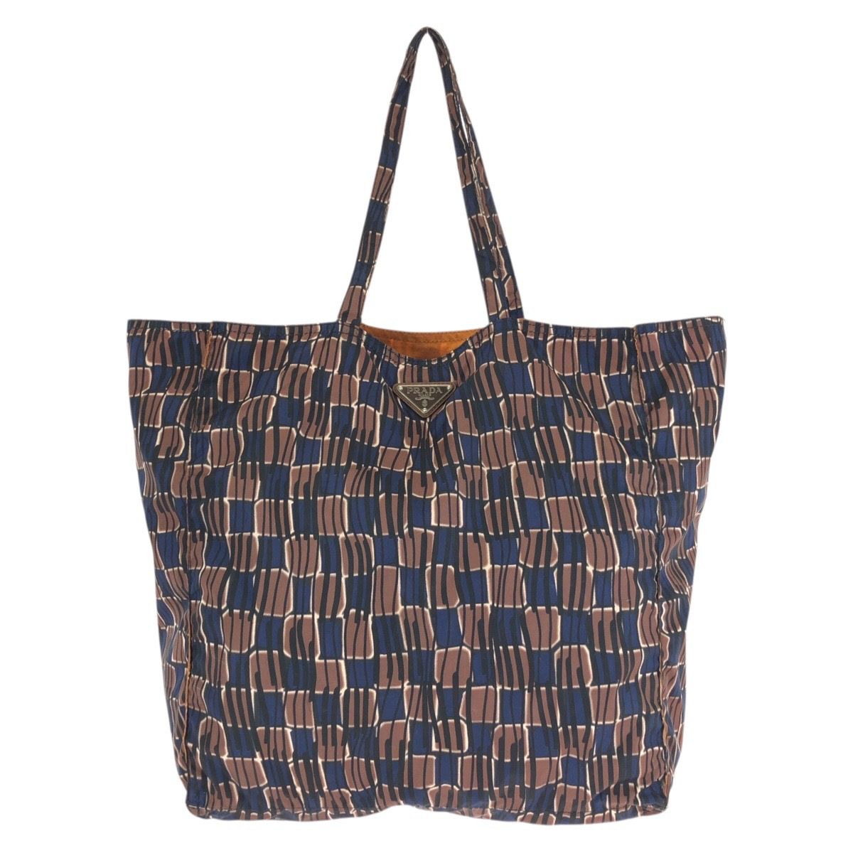 Prada Byobag Tessuto Brown Black Navy Nylon Tote Shoulder