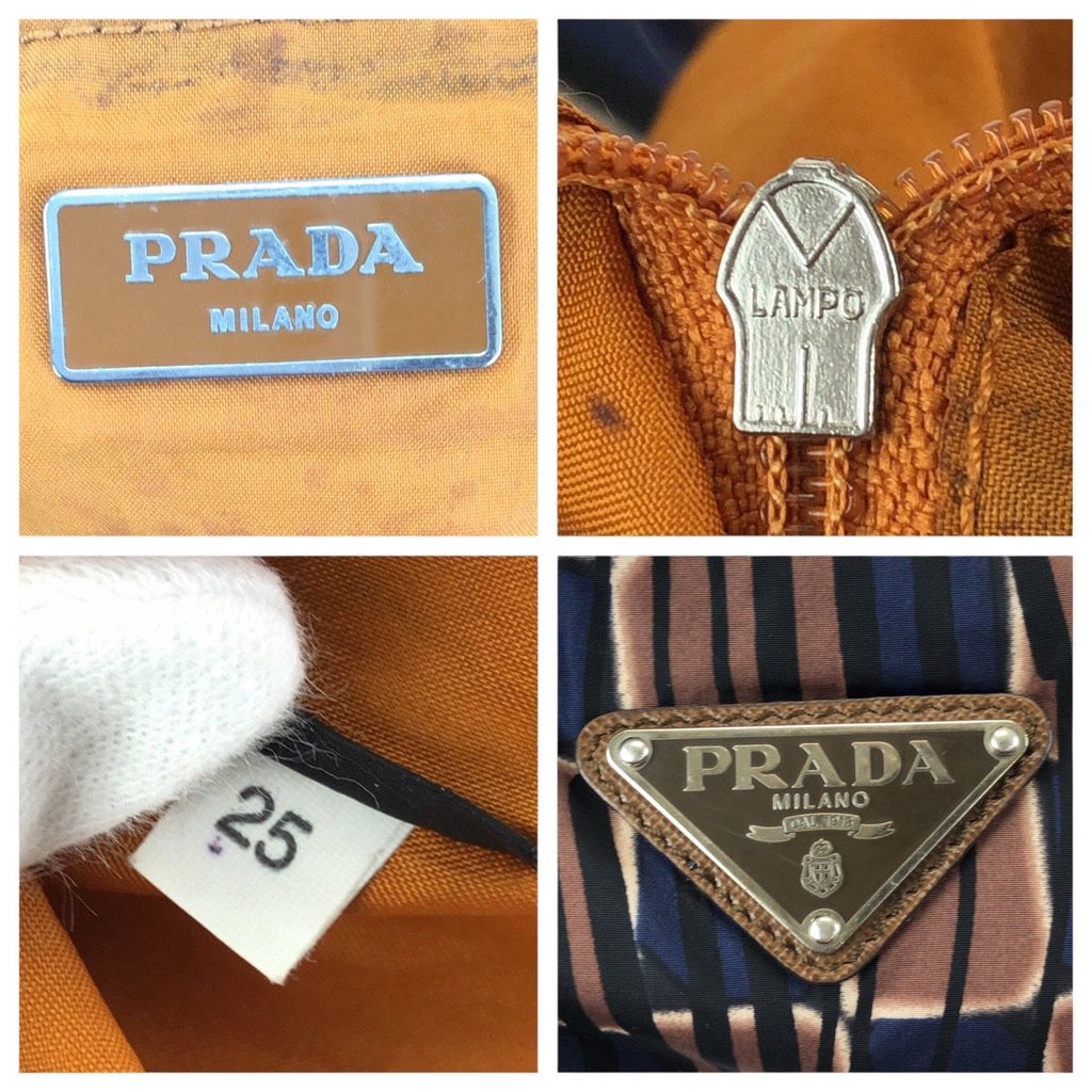 Prada Byobag Tessuto Brown Black Navy Nylon Tote Shoulder — view 4