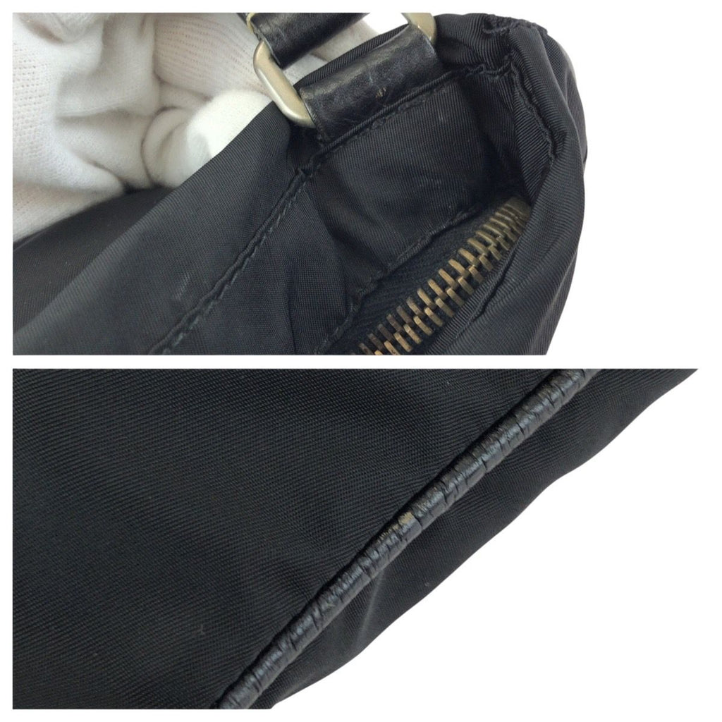 Prada Tessuto Black Silver Nylon Leather Shoulder — view 5