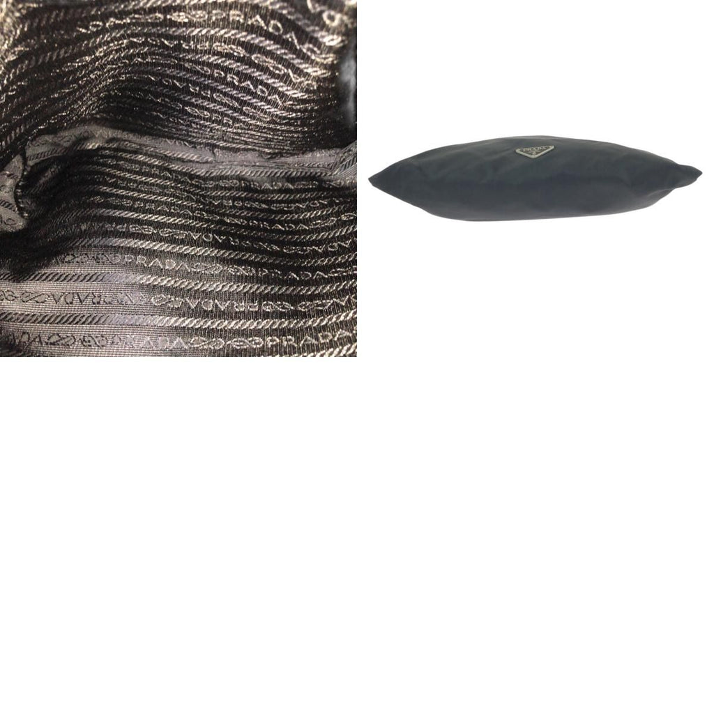 Prada Tessuto Black Silver Nylon Leather Shoulder — view 9