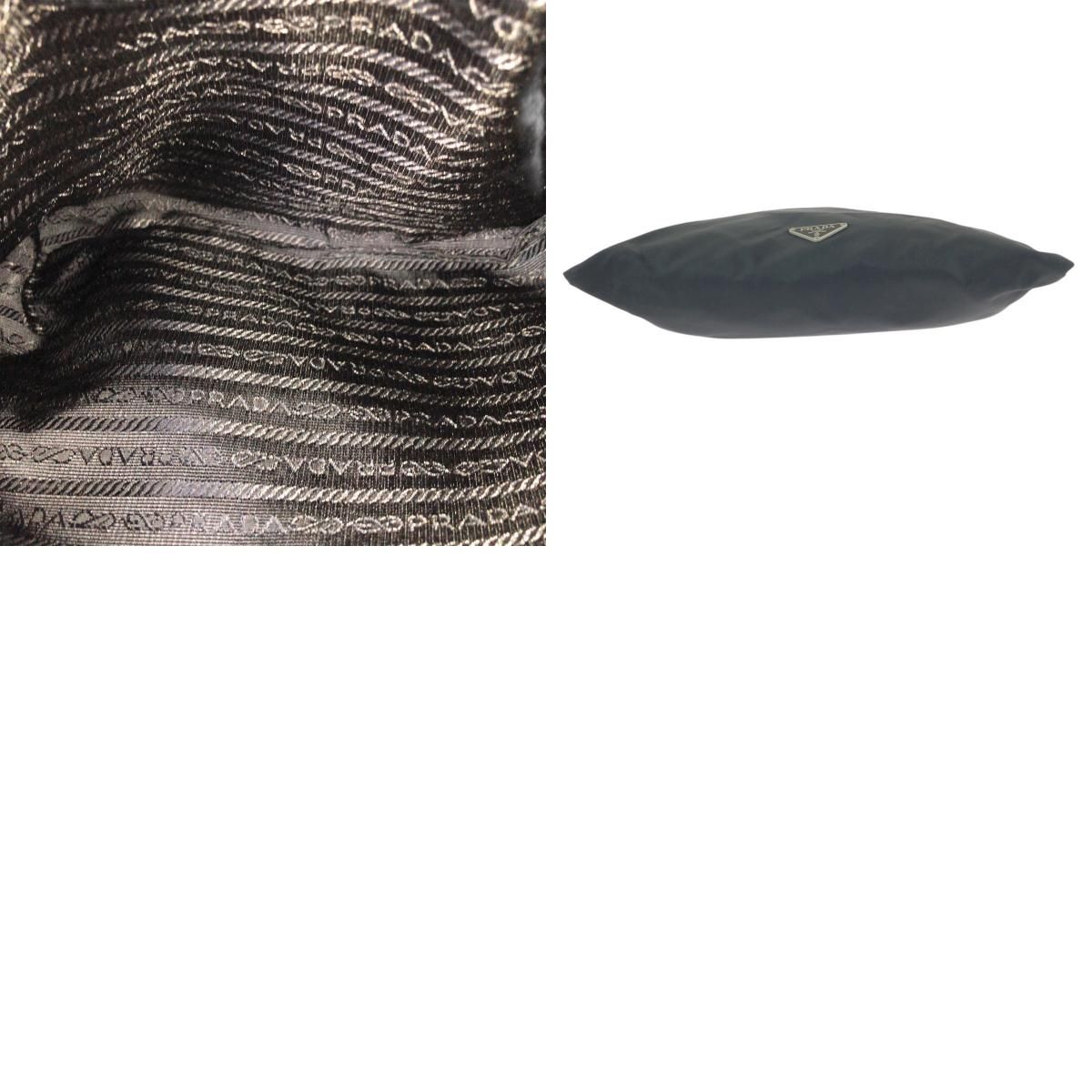 Prada Tessuto Black Silver Nylon Leather Shoulder — view 9