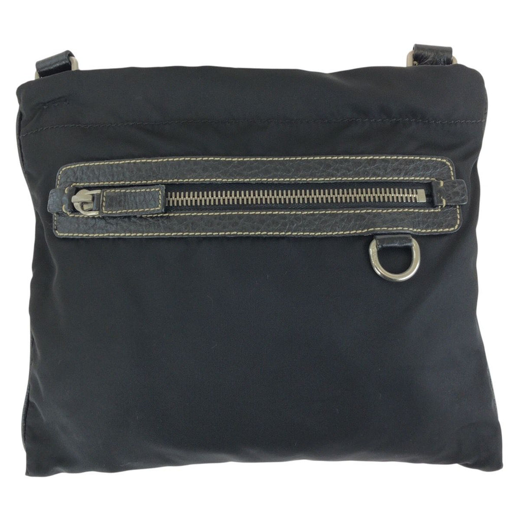Prada Tessuto Black Silver Nylon Leather Shoulder — view 2