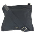 Prada Tessuto Black Silver Nylon Leather Shoulder