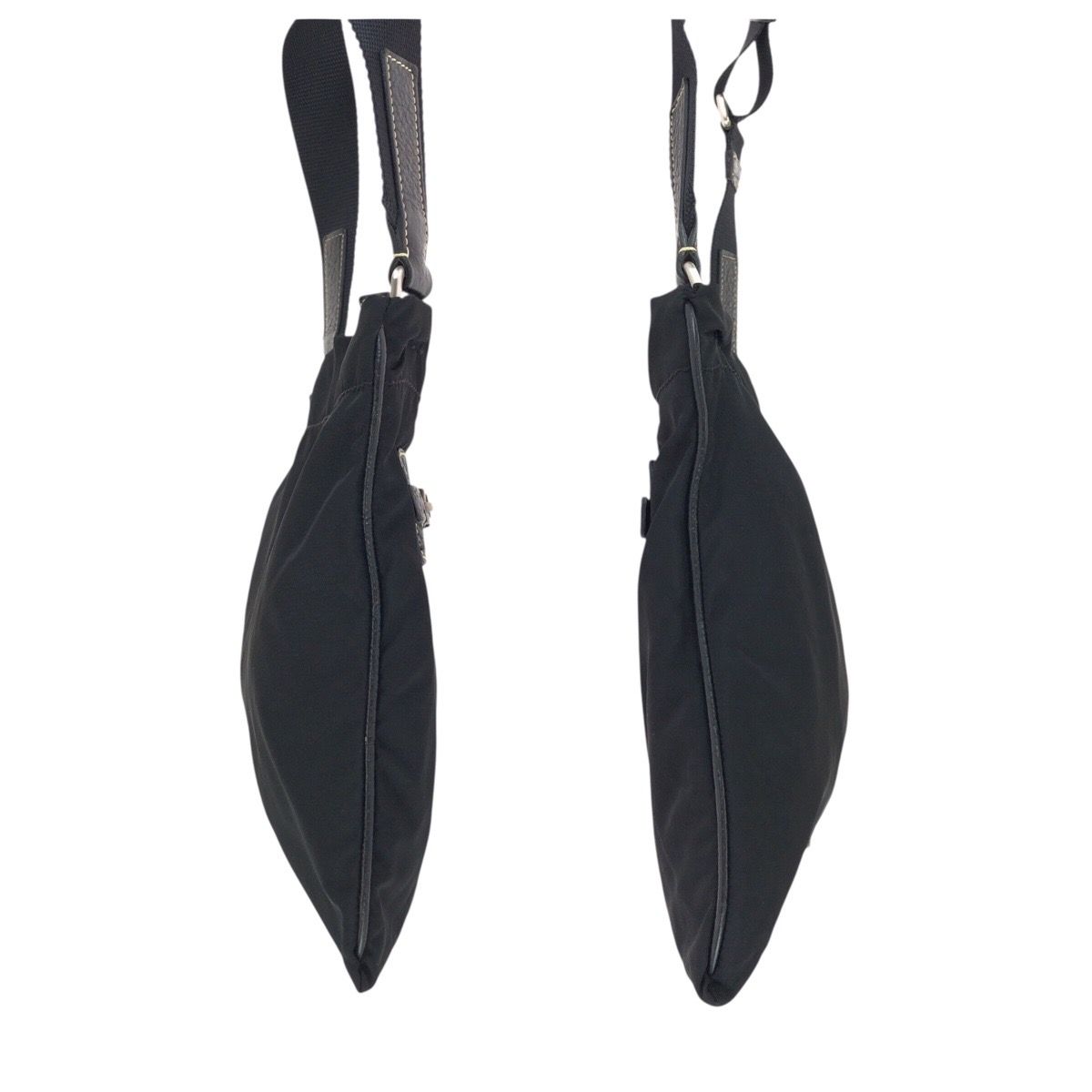 Prada Tessuto Black Silver Nylon Leather Shoulder — view 8
