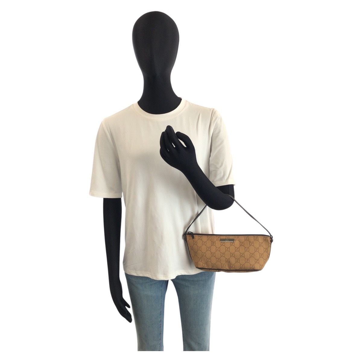 Gucci Beige Brown GG Canvas Handbag Pouch — view 5