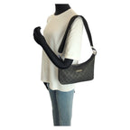 Gucci Black Silver GG Canvas Leather Shoulder Bag
