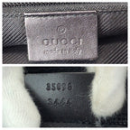 Gucci Black Silver GG Canvas Leather Shoulder Bag