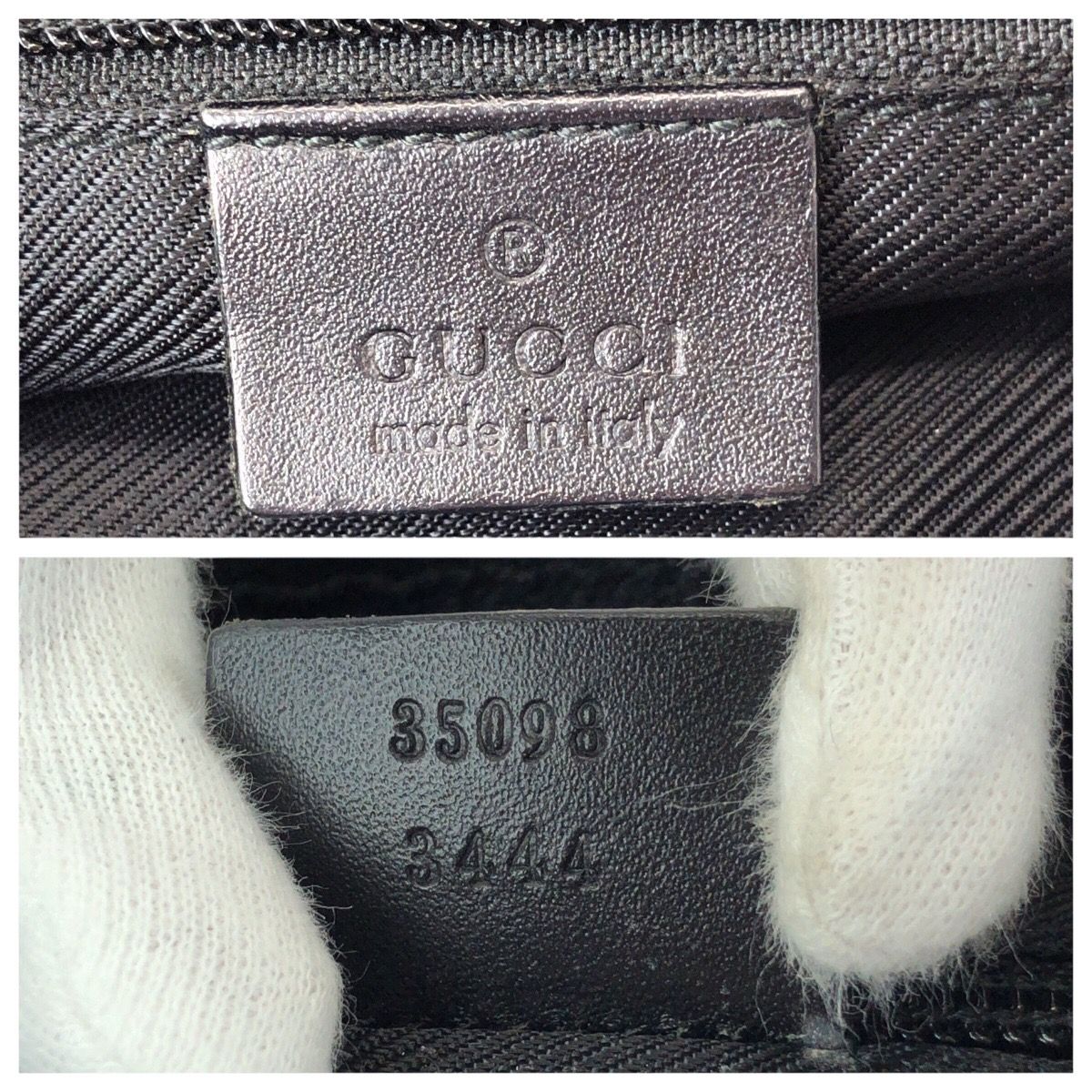 Gucci Black Silver GG Canvas Leather Shoulder Bag