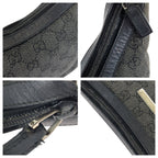 Gucci Black Silver GG Canvas Leather Shoulder Bag