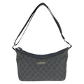 Gucci Black Silver GG Canvas Leather Shoulder Bag