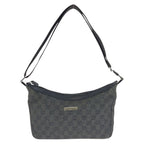 Gucci Black Silver GG Canvas Leather Shoulder Bag