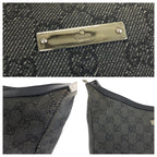 Gucci Black Silver GG Canvas Leather Shoulder Bag