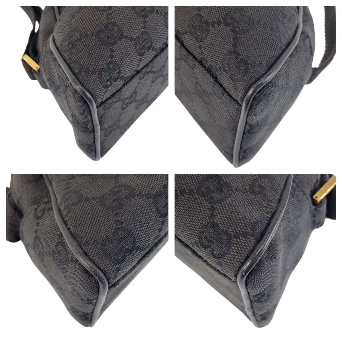 Gucci Half Moon Black Gold GG Canvas Shoulder — view 4