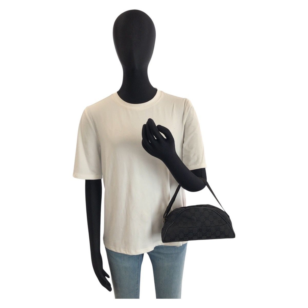 Gucci Half Moon Black Gold GG Canvas Shoulder — view 6