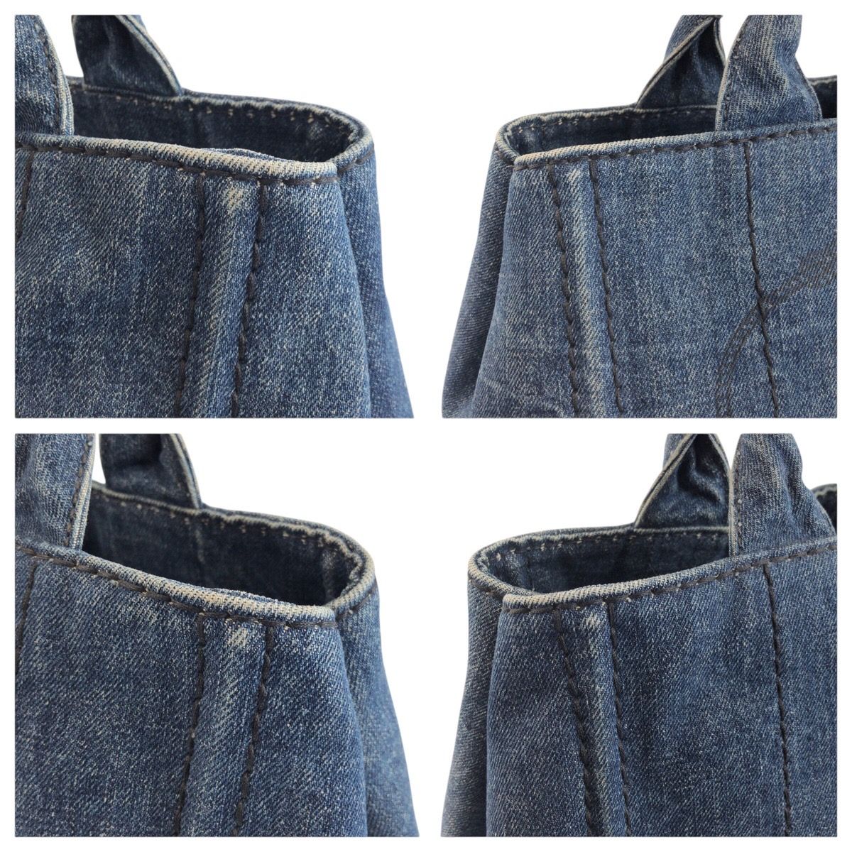 Prada Canapa Blue Gold Denim Tote — view 5