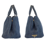 Prada Canapa Blue Gold Denim Tote — view 7